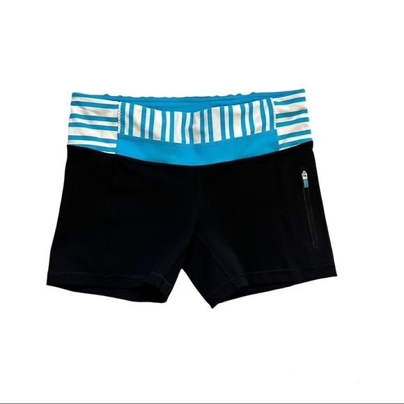 Lululemon Run - Fast Track Short (Black/Twin Stripe Spry Blue) - Picture 2 of 11